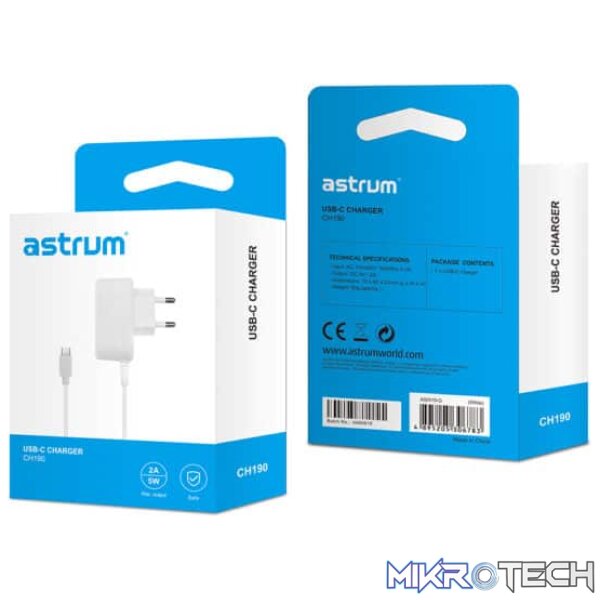 10W 2A USB-C Wall Travel Charger - CH190 White - Image 3